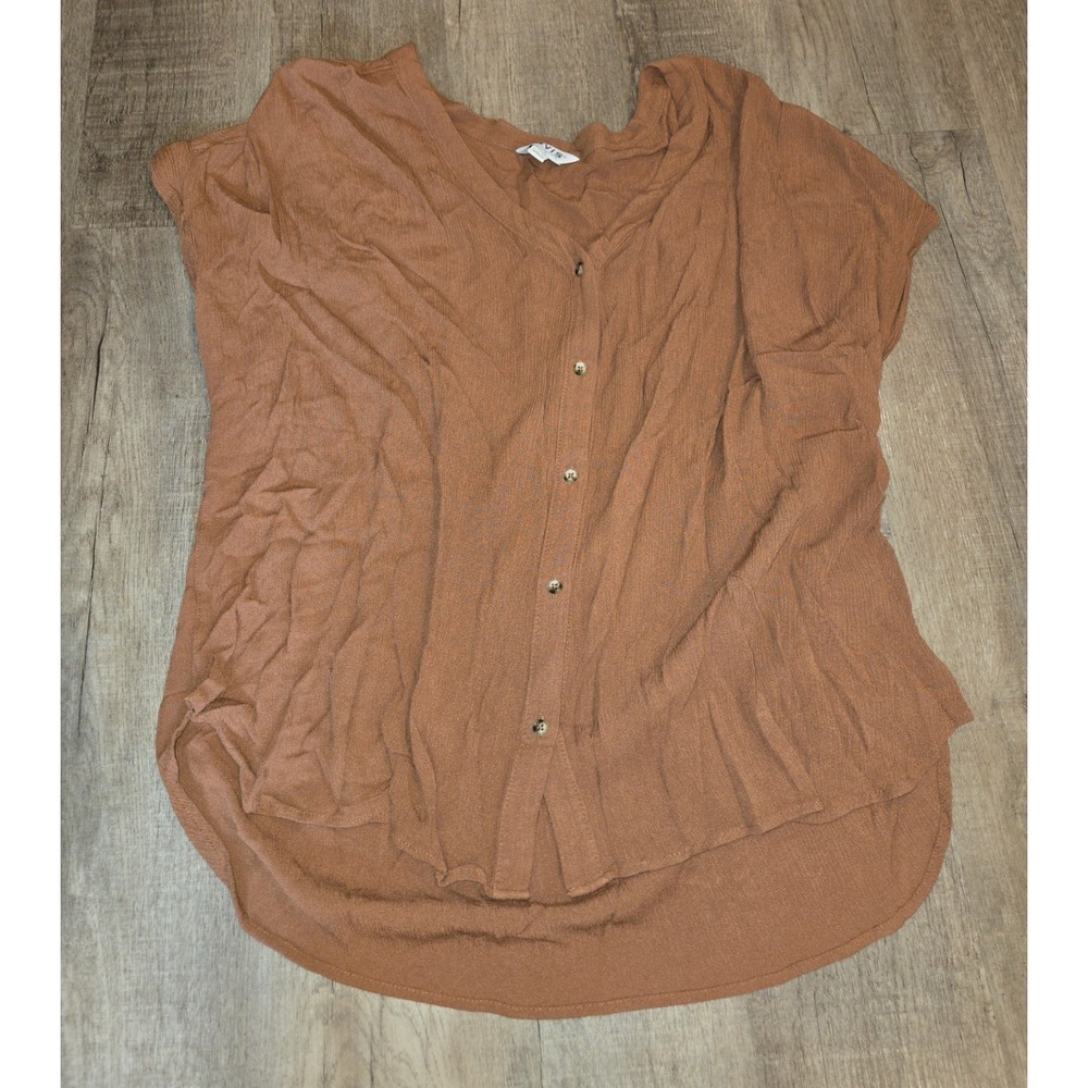 Orvis Shirt Womens XXL Short Sleeve Lightweight Button Front Brown